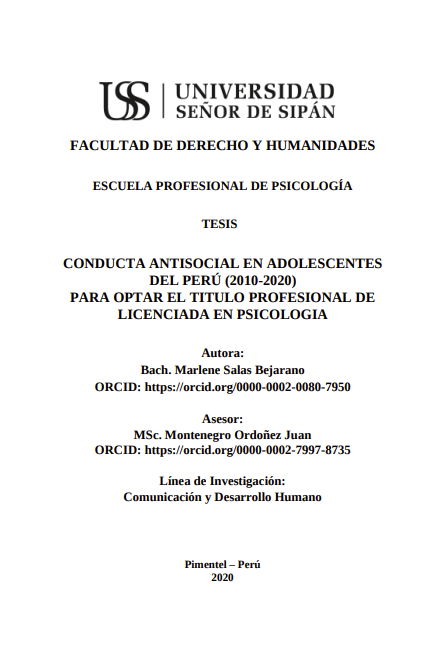 Conducta antisocial en adolescentes del Perú (2010-2020)