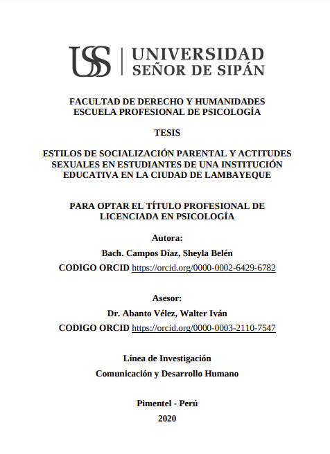 Estilos de socialización parental y actitudes sexuales en estudiantes de una institución educativa en la ciudad de Lambayeque