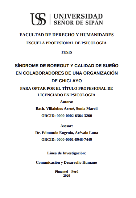 Síndrome de Boreout y calidad de sueño en colaboradores de una organización de Chiclayo