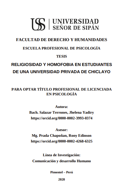 Religiosidad y homofobia en estudiantes de una universidad privada de Chiclayo