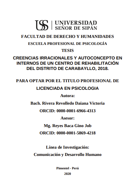 Creencias irracionales y autoconcepto en internos de un centro de rehabilitación del distrito de Carabayllo, 2018.