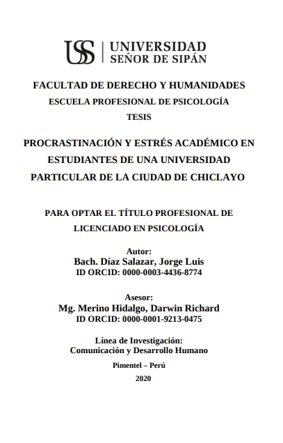 Procrastinación y estrés académico en estudiantes de una universidad particular de la ciudad de Chiclayo