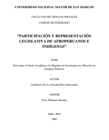 Participación y representación legislativa de afroperuanos e indígenas