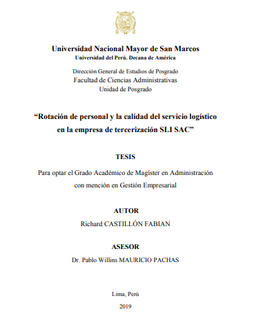 Rotación de personal y la calidad del servicio logístico en la empresa de tercerización SLI SAC