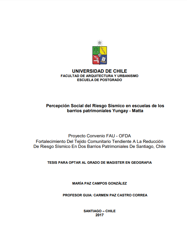 Percepción social del riesgo sísmico en escuelas de los barrios patrimoniales Yungay-Matta