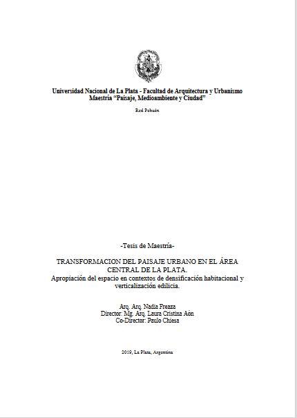 Transformación del paisaje urbano en el área central de La Plata