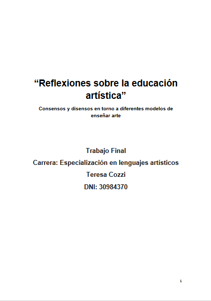 Reflexiones sobre la educación artística