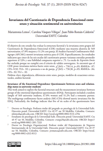 Invarianza del Cuestionario de Dependencia Emocional entre sexos y situación sentimental en universitarios