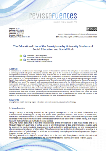 The Educational Use of the Smartphone by University Students of Social Education and Social Work