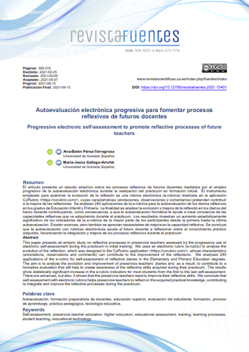 Autoevaluación electrónica progresiva para fomentar procesos reflexivos de futuros docentes