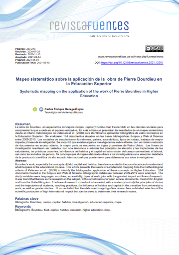 Mapeo sistemático sobre la aplicación de la obra de Pierre Bourdieu en la Educación Superior