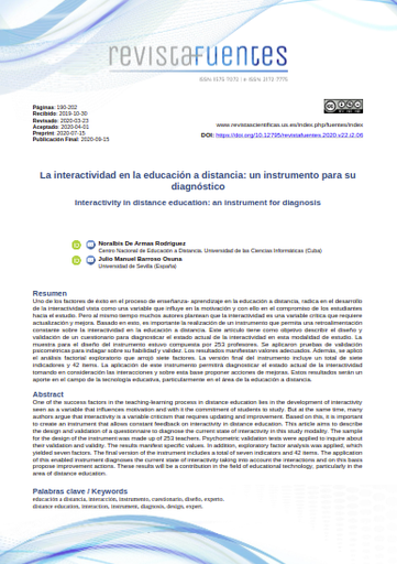 La interactividad en la educación a distancia: un instrumento para su diagnóstico