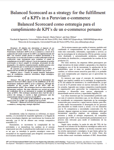 Balanced Scorecard como estrategia para el cumplimiento de KPI's de un e-commerce peruano