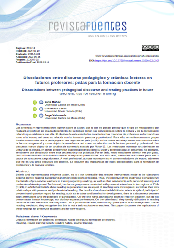 Disociaciones entre discurso y prácticas lectoras en futuros profesores: pistas para la formación docente
