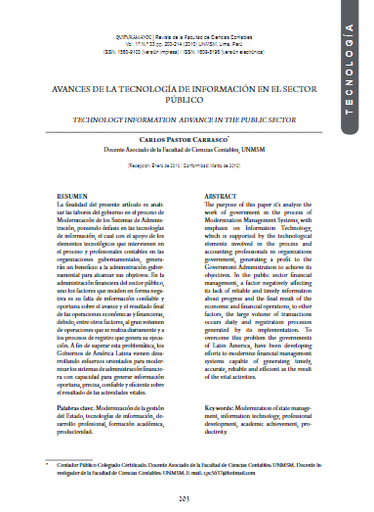 AVANCES DE LA TECNOLOGÍA DE INFORMACIÓN EN EL SECTOR PÚBLICO