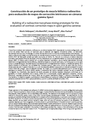 Construcción de un prototipo de mezcla bifásica radioactiva para evaluación de mapas de corrección intrínsecos