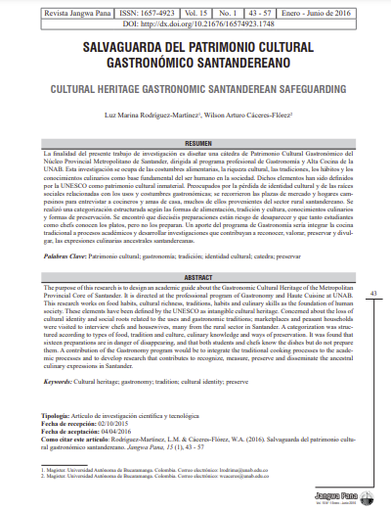 Salvaguarda del patrimonio cultural gastronómico santandereano