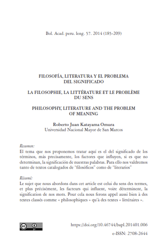 Filosofía, literatura y el problema del significado