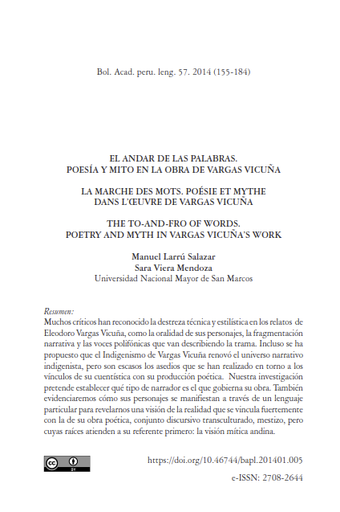 El andar de las palabras. Poesía y mito en la obra de Vargas Vicuña