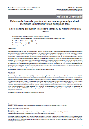 Balance de línea de producción en una empresa de calzado mediante la metaheurística búsqueda tabú