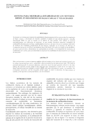 SISTEMA PARA MEJORAR LA ESTABILIDAD DE LOS MOTORES DIESEL EN REGIMENES DE BAJAS CARGAS Y VELOCIDADES