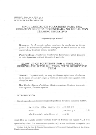 SINGULARIDAD DE SOLUCIONES PARA UNA ECUACIÓN DE ONDA DEGENERADA NO LINEAL CON TÉRMINO DISIPATIVO