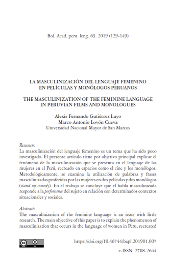 La masculinización del lenguaje femenino en películas y monólogos peruanos