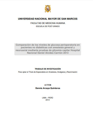 Comparación de los niveles de glucosa perioperatoria en pacientes no diabéticas con anestesia general y neuroaxial