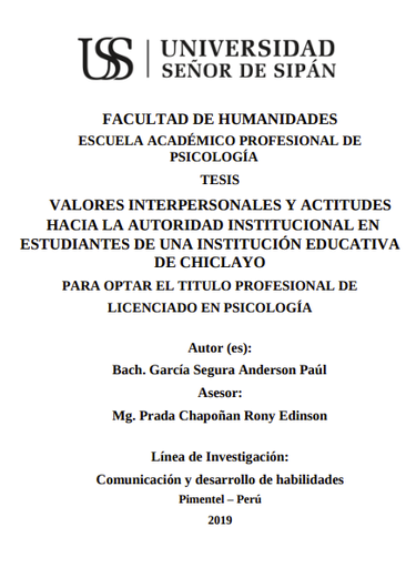 Valores interpersonales y actitudes hacia la autoridad institucional en estudiantes de una institución educativa de Chiclayo