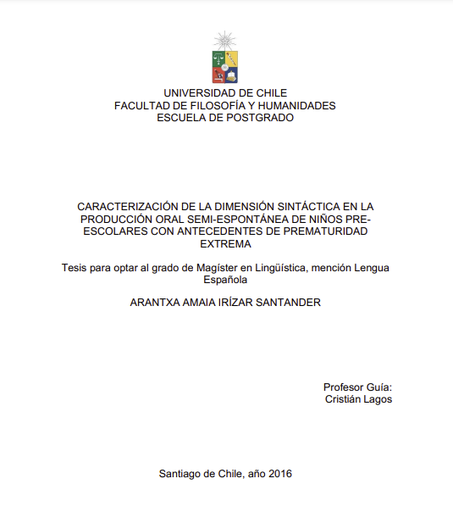 Caracterización de la dimensión sintáctica en la producción oral semi-espontánea de niños pre-escolares