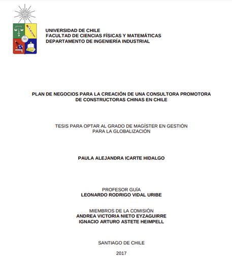 Plan de negocios para la creación de una consultora promotora de constructoras chinas en Chile