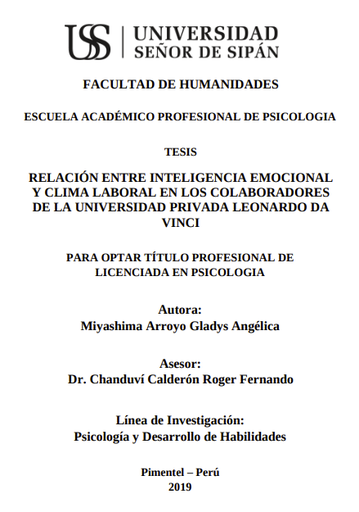 Relación entre inteligencia emocional y clima laboral en los colaboradores de la Universidad Privada Leonardo Da Vinci