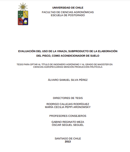 Evaluación del uso de la vinaza, subproducto de la elaboración del pisco, como acondicionador de suelo