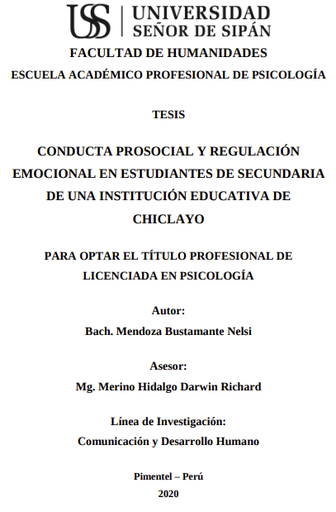 Conducta prosocial y regulación emocional en estudiantes de secundaria de una institución educativa de Chiclayo