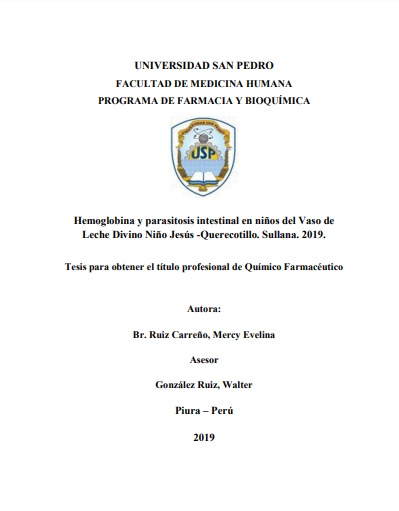 Hemoglobina y parasitosis intestinal en niños del Vaso de Leche Divino Niño Jesús -Querecotillo