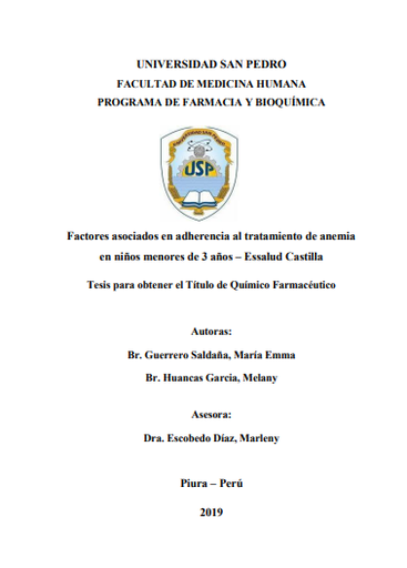 Factores asociados en adherencia al tratamiento de anemia en niños menores de 3 años - EsSalud Castilla