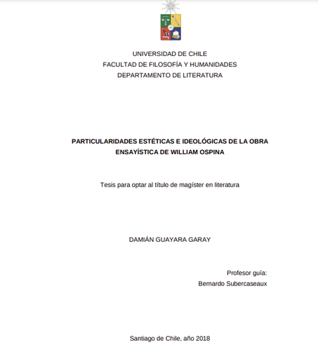 Particularidades estéticas e ideológicas de la obra ensayística de William Ospina