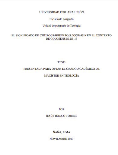 El significado de cheirographon tois dogmasin en el contexto de colosenses 2:6-15