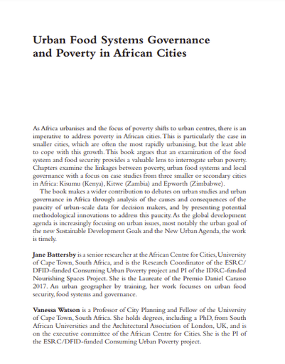 Urban Food Systems Governance and Poverty in African Cities