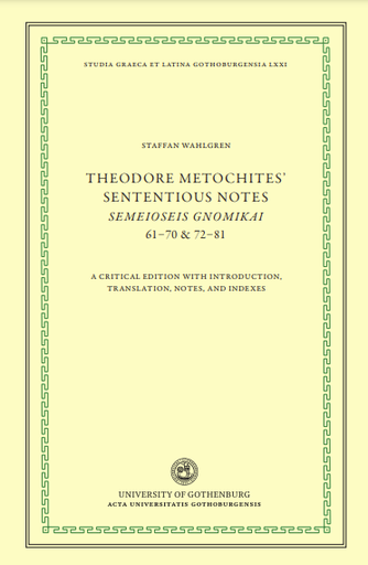 Theodore Metochites' Sententious Notes