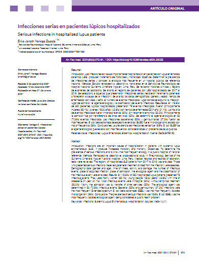 Infecciones serias en pacientes lúpicos hospitalizados