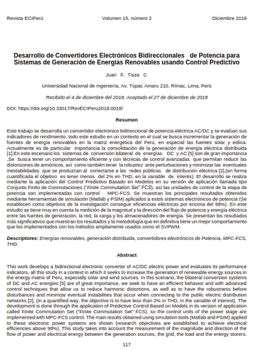 Desarrollo de Convertidores Electrónicos Bidireccionales de Potencia para Sistemas de Generación de Energías Renovables