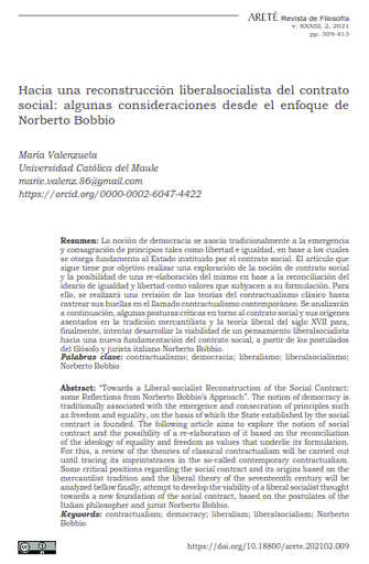 Hacia una reconstrucción liberalsocialista del contrato social: algunas consideraciones desde el enfoque de Norberto Bobbio