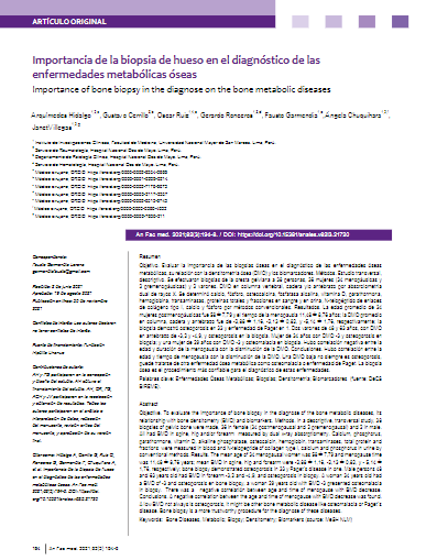 Importancia de la biopsia de hueso en el diagnóstico de las enfermedades metabólicas óseas