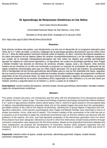 El Aprendizaje de Relaciones Simétricas en los Niños