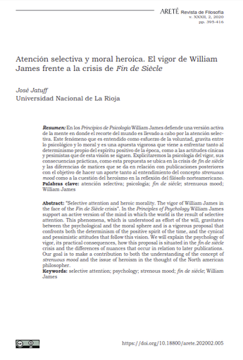 Atención selectiva y moral heroica. El vigor de William James frente a la crisis de Fin de Siècle