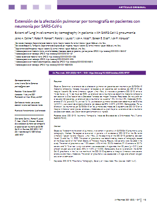 Extensión de la afectación pulmonar por tomografía en pacientes con neumonía por SARS-CoV-2