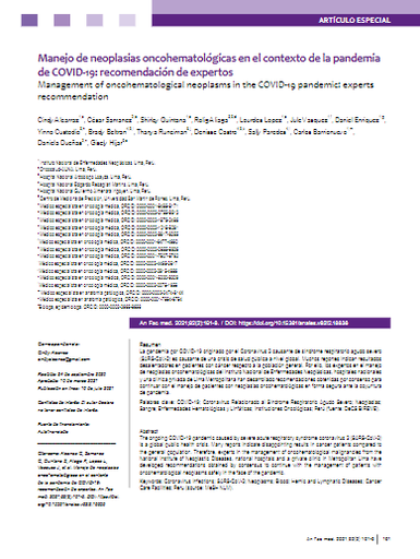 Manejo de neoplasias oncohematológicas en el contexto de la pandemia de COVID-19