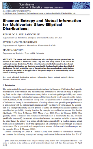 Shannon Entropy and Mutual Information for Multivariate Skew-Elliptical Distributions