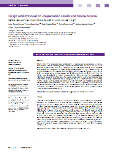 Riesgo cardiovascular en una población escolar con exceso de peso